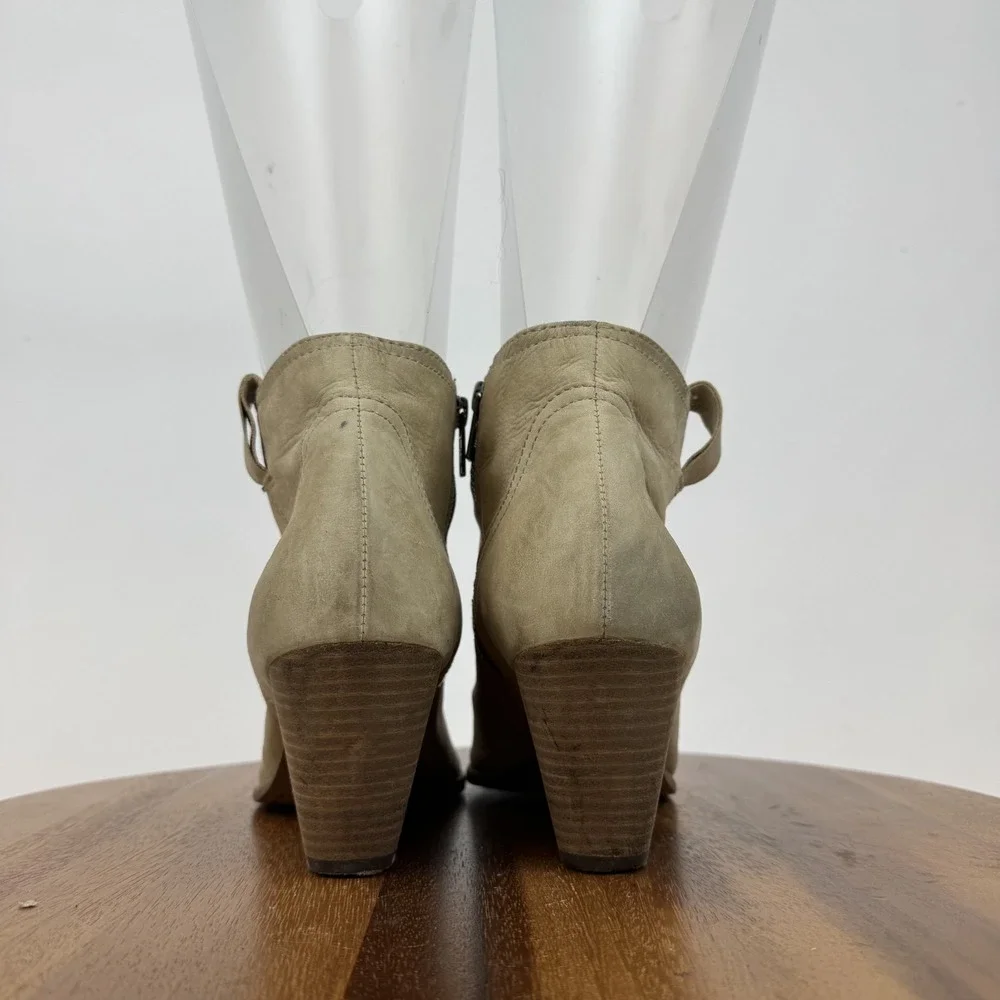 Womens‎ Frye Reina Tan Nubuck Leather Heeled Western Ankle Boots Booties Size 10